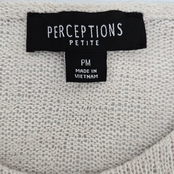 Perceptions New York Petite Beige Cropped Bell Sleeve Cardigan Size M Bolero - Picture 4 of 6